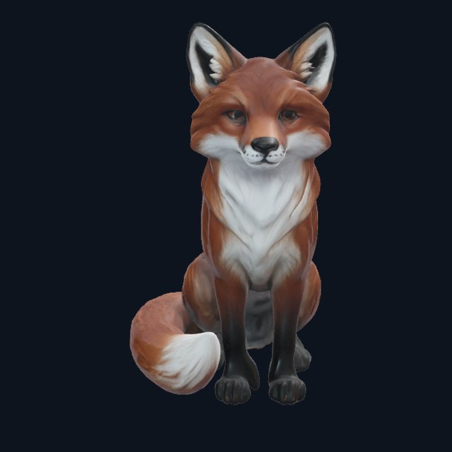 3D model of a sitting fox